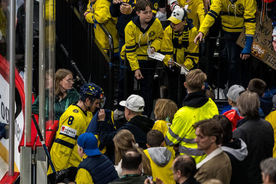 Jonas Brodin of Sweden looks dejected