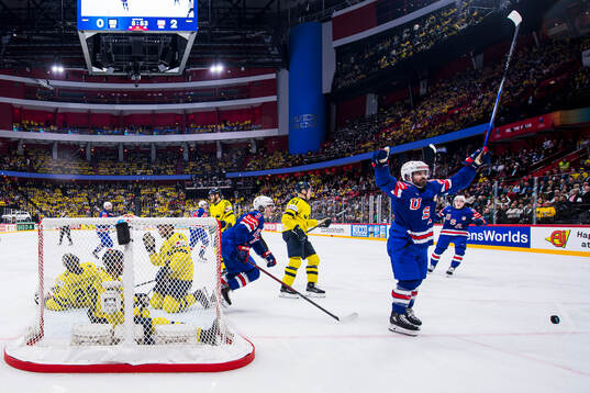 Conor Garland of USA celebrates