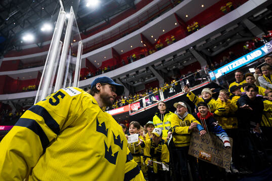 Goaltender Jacob Markström of Sweden looks dejected