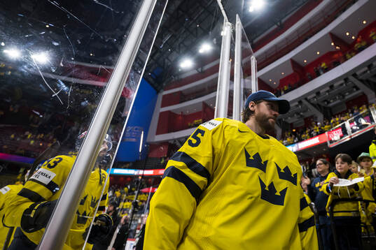 Goaltender Jacob Markström of Sweden looks dejected