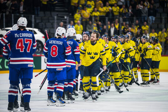 William Nylander of Sweden thank the players of USA