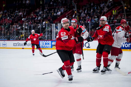 Denis Malgin of Switzerland celebrates