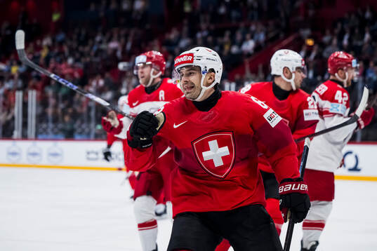 Denis Malgin of Switzerland celebrates