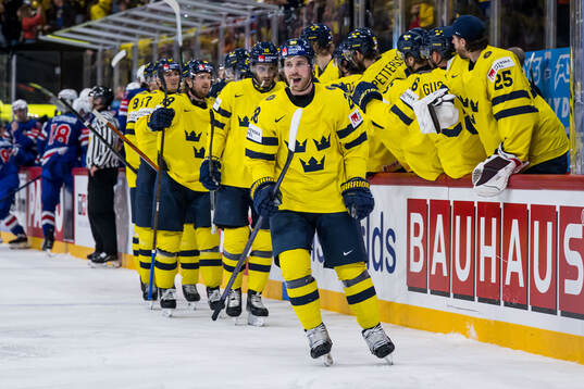 Elias Lindholm of Sweden celebrates