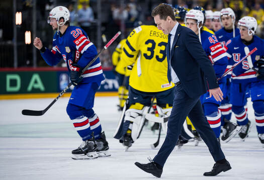 Head coach Sam Hallam of Sweden looks dejected