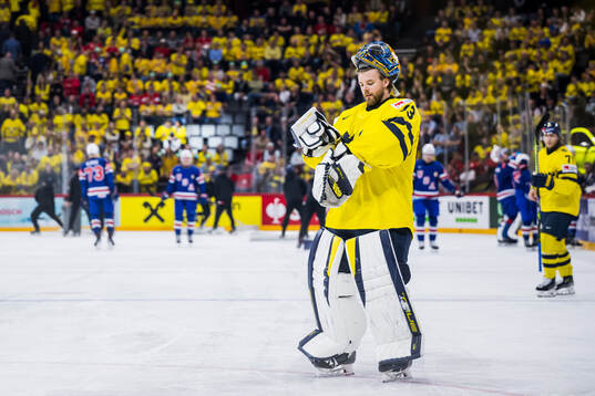 Goaltender Samuel Ersson of Sweden