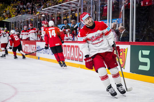 Nikolaj Ehlers of Denmark looks dejected
