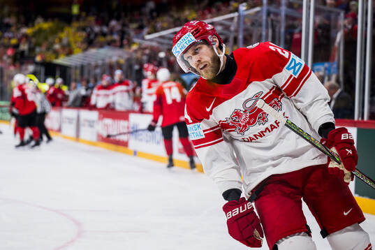 Nikolaj Ehlers of Denmark looks dejected