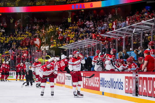 Patrick Russell and Nick Olesen of Denmark look dejected