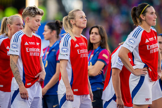 Lina Hurtig and Amanda Ilestedt of Arsenal