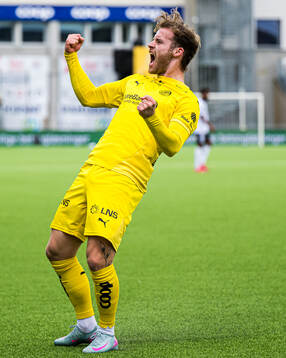 Ole Didrik Blomberg of Bodø/Glimt celebrates