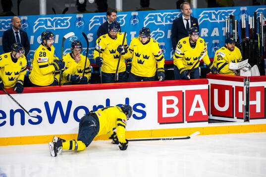 Rasmus Andersson of Sweden in pain
