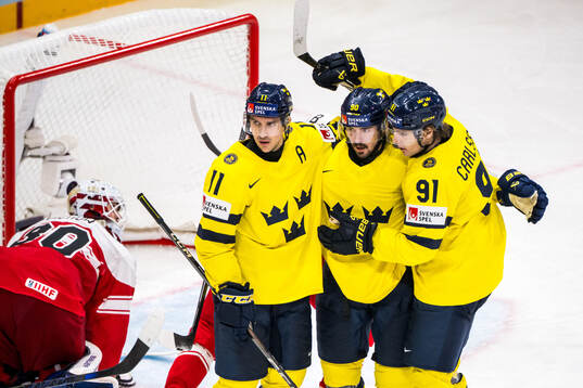 Mikael Backlund, Marcus Johansson and Leo Carlsson of