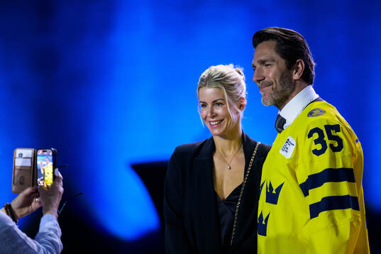 Henrik Lundqvist of Sweden and his wife Therese Andersson