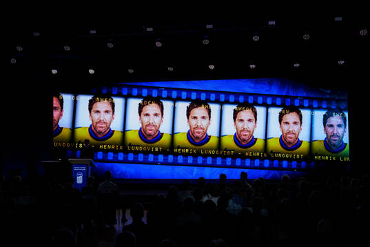 Henrik Lundqvist of Sweden is presented