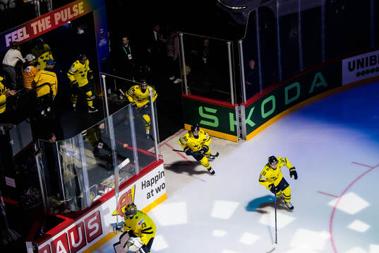Marcus Pettersson, Marcus Johansson and Mikael Backlund of