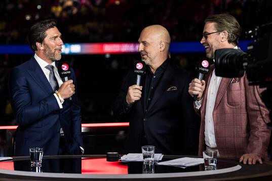 Erik Granqvist and Peter Forsberg of Swedish broadcaster