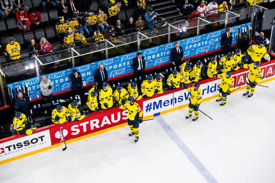Marcus Johansson of Sweden celebrates with team mates