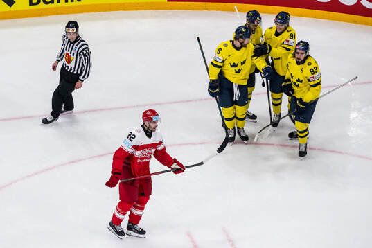 Adam Larsson, Alexander Wennberg, Leo Carlsson and Mika
