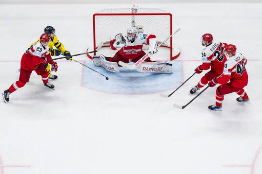 goaltender Frederik Dichow of Denmark