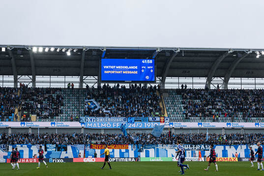 Information på storbildsskärm i samband med att matchen