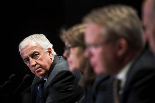 Luc Tardif, IIHF President at a end-of-tournament press
