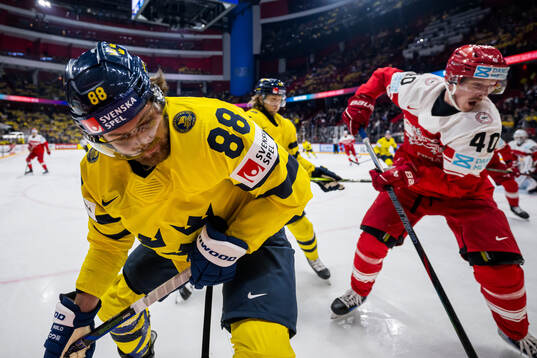 William Nylander of Sweden and Anders Koch of Denmark