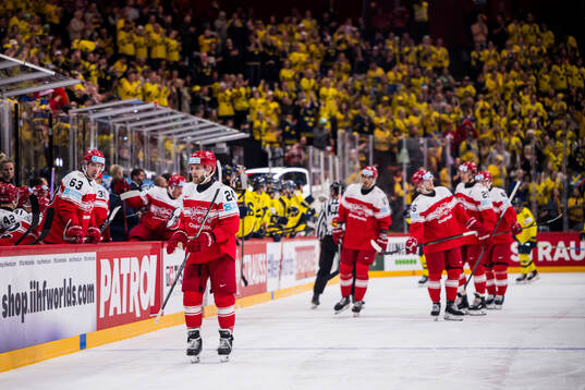 Nikolaj Ehlers of Denmark looks dejected
