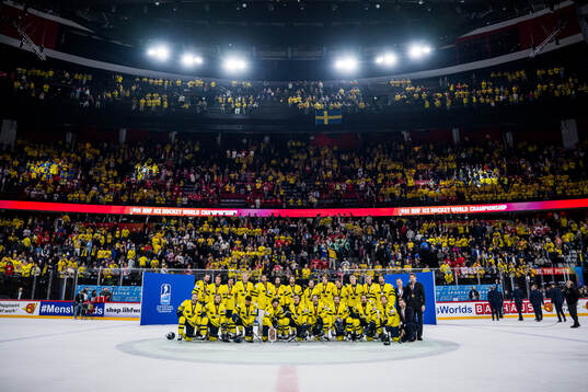 The Swedish team pose for a picture with their bronze medals
