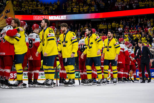Elias Lindholm, Adam Larsson, Mika Zibanejad and Erik