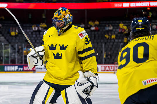 Goaltender Samuel Ersson of Sweden