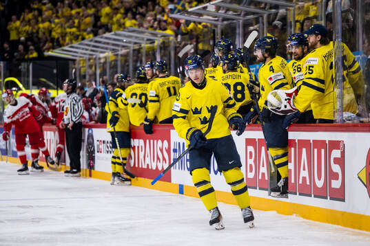 Lucas Raymond of Sweden celebrates