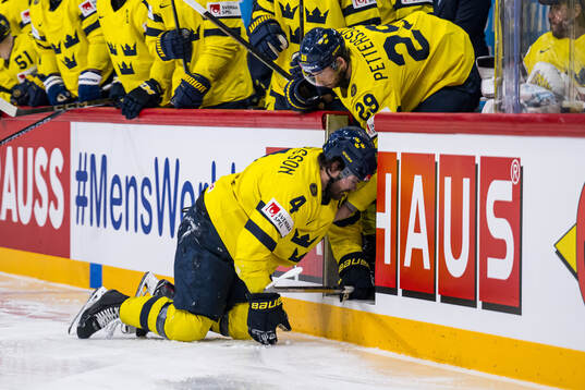 Rasmus Andersson of Sweden in pain