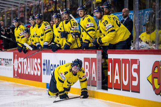 Rasmus Andersson of Sweden in pain