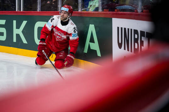 Nikolaj Ehlers of Denmark looks dejected