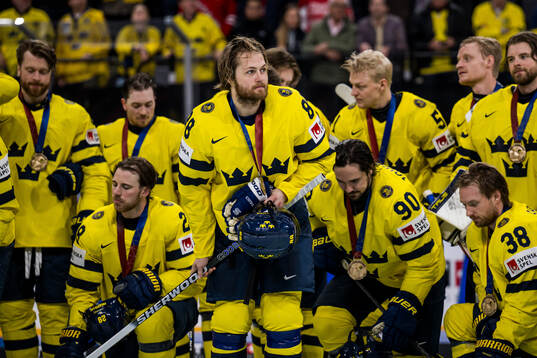 William Nylander of Sweden with his bronze medal