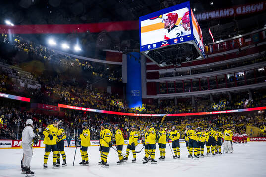 Players of Sweden celebrate
