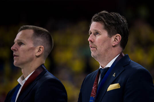 Assistant coach Stefan Klockare of Sweden with the bronze