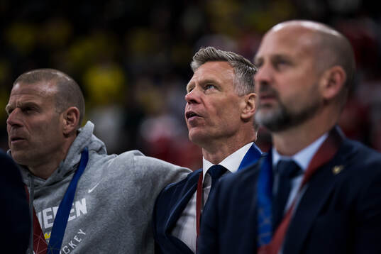 Assistant coach Nicklas Rahm  of Sweden with the bronze