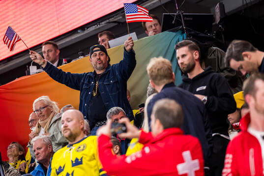 Swedish music artist Dogge Doggelito in the stands