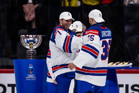 goaltender Jeremy Swayman and goaltender Joey Daccord