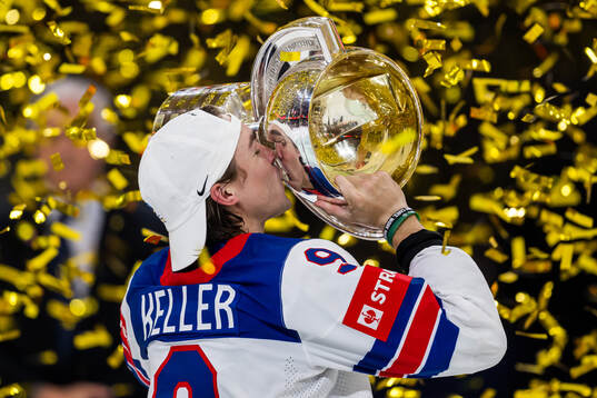 Clayton Keller of USA celebrates with the trophy