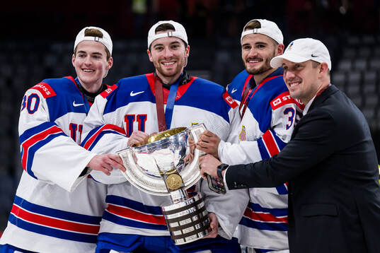 goaltender Hampton Slukynsky, goaltender Jeremy Swayman and