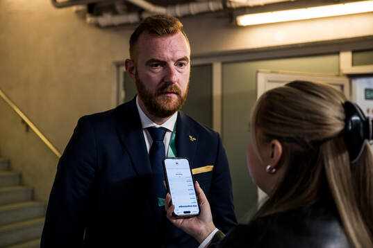 Team manager Anders Lundberg of Sweden is interviewed