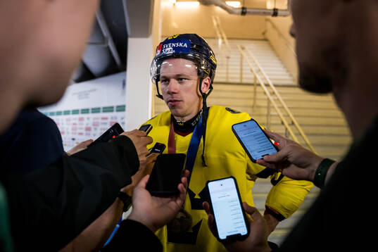 Lucas Raymond of Sweden is being interviewed