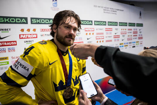 Rasmus Andersson of Sweden is being interviewed