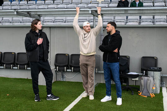 Landskrona BoIS Andreas Murbeck och målvakt Amr Kaddoura i