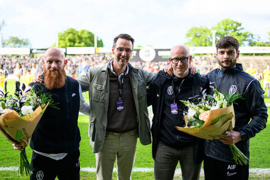 Landskronas tränare Max Mölder, ordförande Anders