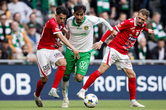 Degerfors Elias Barsoum och Christos Gravius mot Hammarbys