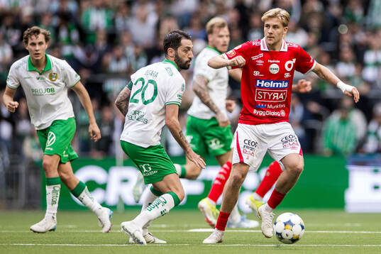 Hammarbys Nahir Besara och Degerfors Elias Pihlström